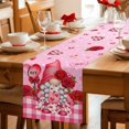 thumbnail image 5 of Valentine's Day Table Runner - 60 Inch Long Gnomes Loves Roses Romantic Pink Plaid Cotton and Linen Blended Dress Scarves Farmhouse Table Runner for Kitchen Dining, Coffee Table, 13" x 60", 5 of 8