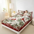 thumbnail image 4 of Manfei Merry Xmas Full Size Sheets,Christmas Cardinals Bed Sheets,Retro Red Berry Sheet Sets For Men Women,Luxury Bedroom Decor,4pcs, 4 of 7