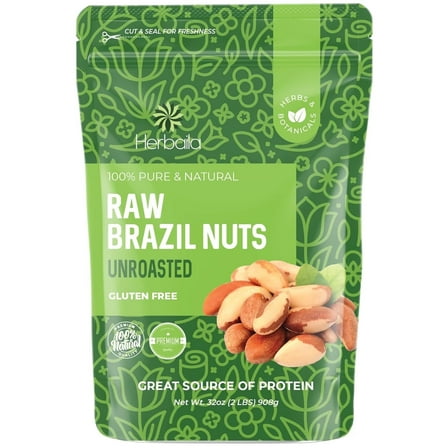 Herbaila Brazil Nuts 2 lb – Whole Raw Brazil Nuts, Unsalted, Keto & Paleo Friendly, Non-GMO, Bulk Snack Pack