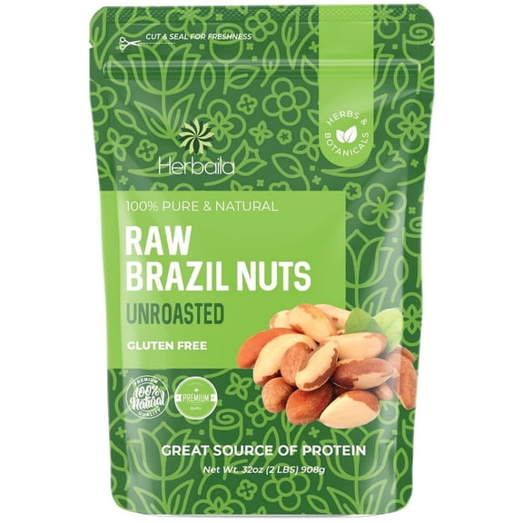 Herbaila Brazil Nuts 2 lb – Whole Raw Brazil Nuts, Unsalted, Keto & Paleo Friendly, Non-GMO, Bulk Snack Pack