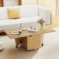 thumbnail image 4 of Costway Foldable Coffee Table 48" Extendable Center Table with Storage Cabinets & Wheels Oak, 4 of 10