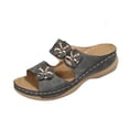 thumbnail image 2 of Bkhluea Women Wedge Slide Sandals Floral Appliqué Shoes Comfortable For Casual Home Travel Daily Outdoor Activities, 2 of 7