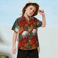 thumbnail image 2 of Xudanell Boys Button Down Shirt Holiday Beach Floral Tops Button up Holiday Shirts for Teens Red 7-8 Years, 2 of 5