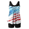 thumbnail image 5 of Aboser Women's Patriotic Tankini Swimsuit with Built in Pads Full Coverage High Waisted Bathing Suits Two Piece Tummy Control Swimwear Retro Stars and Stripes USA Flag Swimming Suit Sky Blue M, 5 of 5