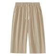 thumbnail image 3 of JTieacloth Mens Casual Linen Pants Men's Casual Sporty Capri Pants For Everyday Wear Yellow, 3 of 6