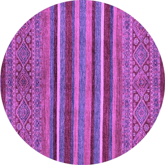 Ahgly Company Indoor Round Abstract Purple Modern Area Rugs, 5' Round