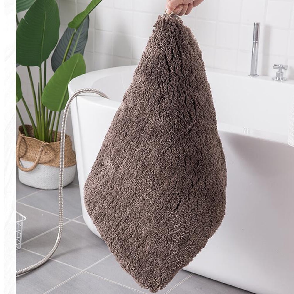 Soft Brown Bathroom Rugs Absorbent Non-Slip Backing 20" x 32" Fluffy Microfiber Bath Mats Machine Washable