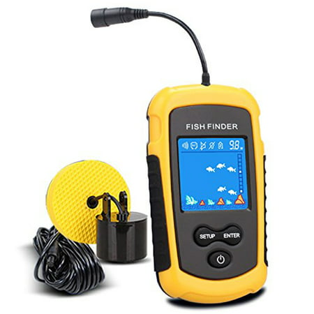 Peroptimist Handheld Fish Finder Portable Fishing Kayak Fishfinder Fish Depth Finder Fishing Gear with Sonar Transducer and LCD (Best Fishfinder For Kayak Fishing)