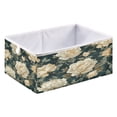 thumbnail image 2 of WOBOGO Yellowish Peony Storage Basket Foldable Easy to Clean Durable with Hollow Support Plate with Handle 15.75×10.63×6.96 in, 2 of 8