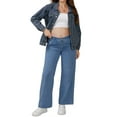 thumbnail image 2 of INSPIRE CHIC Women Maternity Jeans Elastic Waist Wide Leg Long Loose Pregnancy Denim Pants Trousers with Pockets M Blue, 2 of 6
