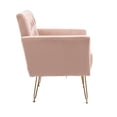 thumbnail image 3 of Accent Chair, Modern Fabric Upholstered Armchair with Metal Legs and Button Tufted Backrest, Leisure Single Sofa Chair with Square Armrest and Thicken Cushion for Living Room,Office, Pink, 3 of 7