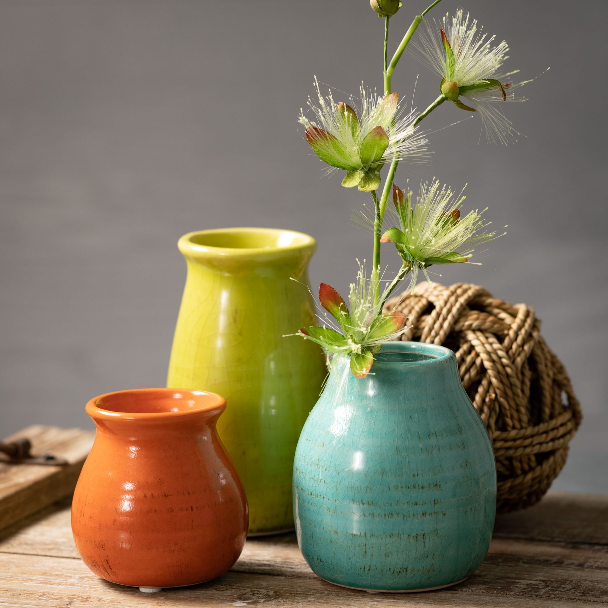 Sullivans Set of 3 Petite Ceramic Vases 3"H, 4.5"H & 5.5"H Multicolored