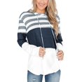 thumbnail image 1 of Women Striped Sweatshirts Hoodies Block Long Sleeve Pullover Sweatshirts Drawstring Loose Tops Fall Winter, 1 of 7
