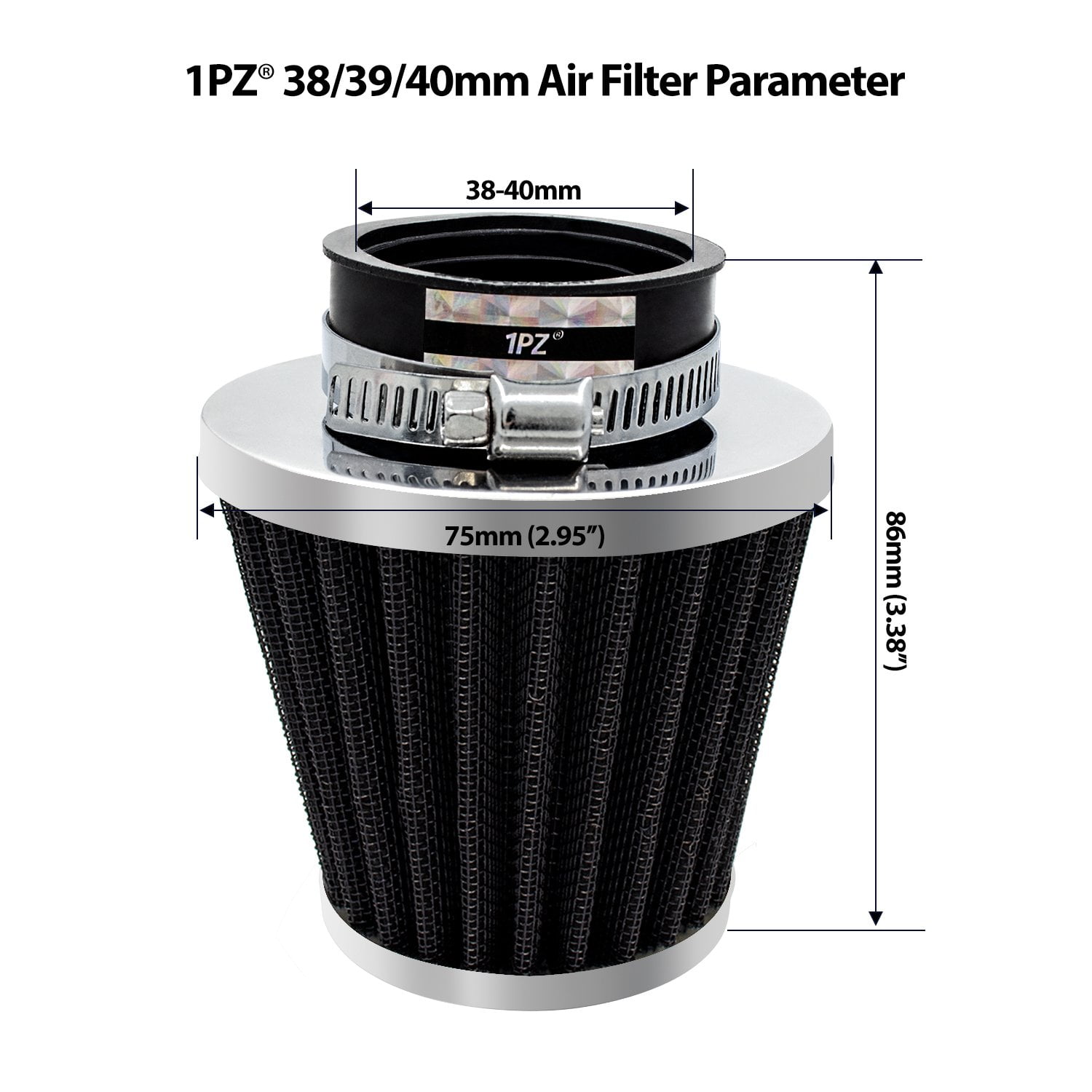 Black CNCMOTOK 38mm Air Filter For 90cc 110cc 125cc Dirt Pit Bike Chinese GY6 50cc QMB139 Moped Scooter Off Road Motorcycle ATV Quad XR50 CRF50 CRF70 XR CRF KLX Apollo SSR Lifan Engine Parts 