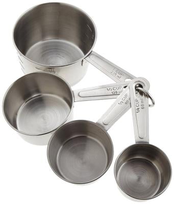 GoodCook 4-Piece Stainless Steel Measuring Cup Set with Storage Ring, Silver