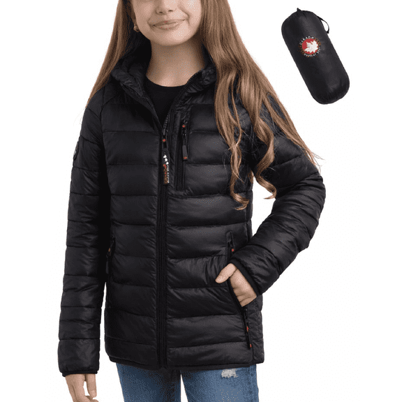 CANADA WEATHER GEAR Girls Puffer Jacket - Lightweight Packable Bubble Coat Water Resistant (7-16)