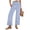 Blue-190428aa, variant on Striped Pants Women Smocked Waist Wide Leg Crop Pants for Women Summer Beach Vacation Boho Pants for Women with Pocket Black M