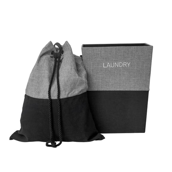 RGI Home Laundry Bag and Hamper Basket with Handles, Dark Gray and Black with Tweed (2 Pack)