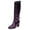Purple, variant on FSJ Women Classic Buckled Strap Knee High Boots Chunky High Heels Square Closed Toe Side Zipper Boots Comfort Casual Wear Shoes Size 8 Blue