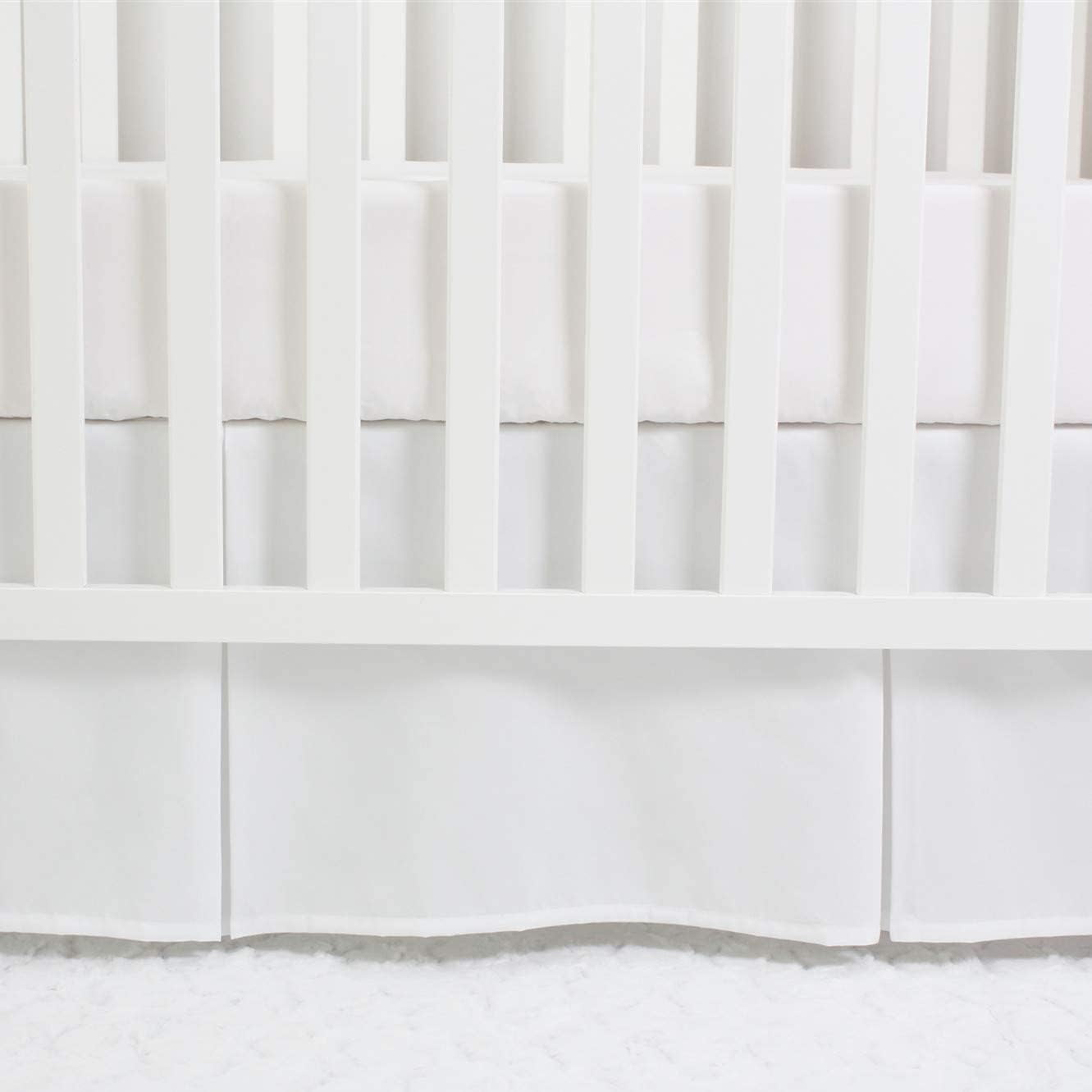 1 Piece Crib Pleated 100% Egyptian Cotton 800 Thread Count Bedskirt for Baby Boys Girls Crib Pleated Toddler (28” x 52” x 14’’) Bed Skirt - White Solid