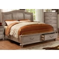thumbnail image 2 of Antique Modern Panel Wooden HB Storage FB Platform Eastern King Size Bed Rustic Natural Tone Finish w Matching Dresser Mirror Nightstand 4pc Set, 2 of 9