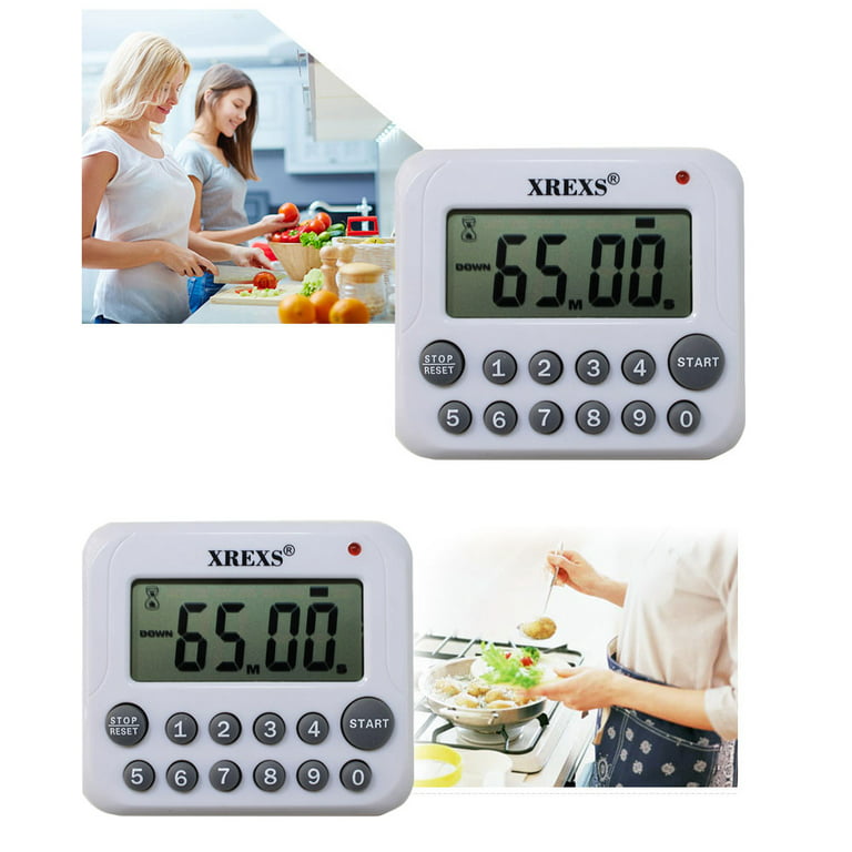 XREXS 4 Channels Digital Kitchen Timer Clock, Cooking Timer with Large LCD  Display, 4 Groups Simultaneous Timing Countdown Up Pocket Timer, Magnetic