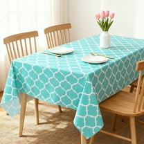 Rectangle Table Cloth, Waterproof Vinyl Tablecloths with Flannel Backing for Rectangle Tables, Wipeable Spillproof Plastic Tablecloth for Dining, Camping, Indoor and Outdoor (60"x84", Green)