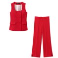 thumbnail image 5 of HH TRAF 2024 Conjunto de moda con escote cuadrado, sin mangas, chaleco cruzado y pantalón con abertura hasta la mitad de la cintura y cremallera, traje de verano para mujer a la moda, 5 of 5
