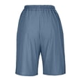 thumbnail image 5 of Yubnlvae Knee-Length Cotton-Linen Shorts - Women's Elastic Waist Casual Pants (Gym to Beach, Wide Leg) Blue 5XL, 5 of 8