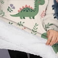 thumbnail image 3 of Oversized Wearable Blanket Hoodie,Beige Dinosaurs Flowers Leaves Sherpa Blanket Hoodie with Super Pockets,Super Warm Fuzzy Pullover for Women & Men, 3 of 6