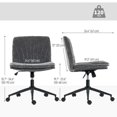 thumbnail image 2 of Chaise de Bureau Grise à Croisillons avec Roulettes - Hauteur Réglable et Chaise de Travail Inclinable pour Bureau à Domicile et Étude - Grand, Design Sans Accoudoirs, 2 of 7