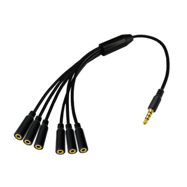 4Pole TRRS Male To 5 Ports Aux Cable Earphone Mic Audio Adapter