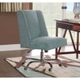 thumbnail image 2 of Homestock Medieval Moods Office Chair, Featuring Plush Aqua Fabric Upholstery, Chrome Base With Metal Casters, Pine, Rubberwood, Metal, 24"W X 18.5"D, 2 of 7