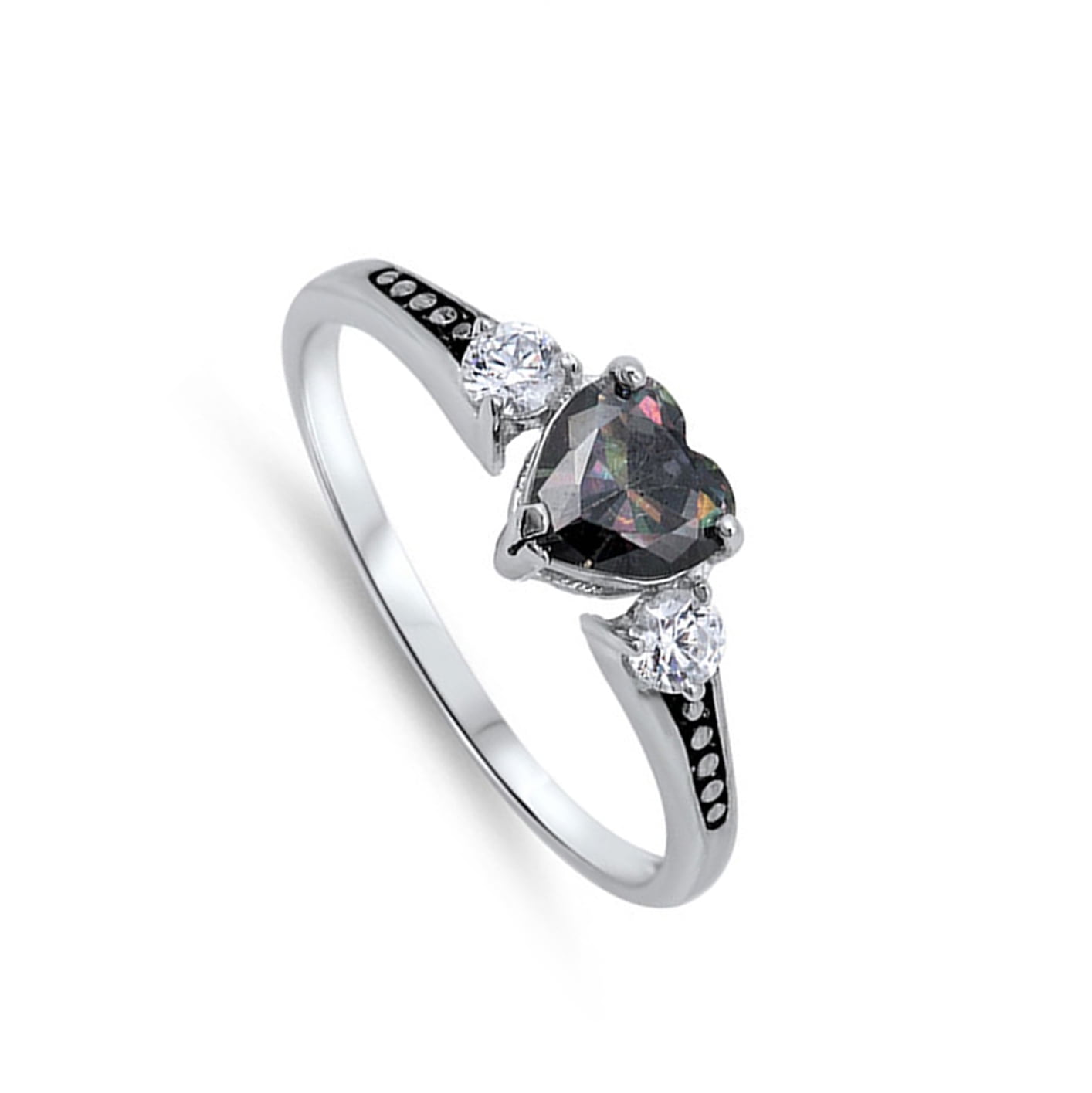 CHOOSE YOUR COLOR Women's Multi-color CZ Promise Ring .925 Sterling Silver Band Black Female Size 13