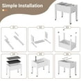 thumbnail image 3 of Raised Garden Bed - Outdoor Elevated Planter with Weatherproof Resin, Effective Drainage & 4 Swivel Wheels for Backyard, Patio and Balcony,White, 3 of 7