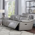 thumbnail image 2 of Alpine Smoke Gray Leather Power Sofa, 2 of 16