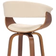 thumbnail image 3 of Armen Living Julyssa 30" Faux Leather/Wood Swivel Bar Stool in Cream/Walnut, 3 of 9