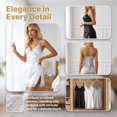 thumbnail image 4 of DOZINSIX 3 Pack Womens Satin Nightgown Lace V-Neck Side Slit Chemise Sleep Dress Nightwear, 4 of 9