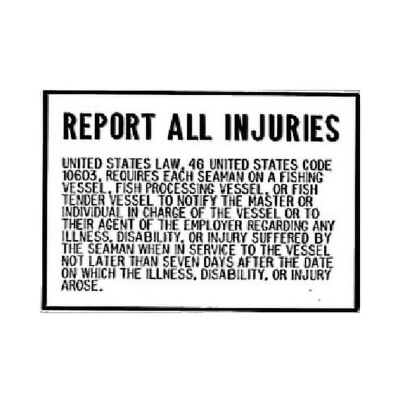 New Fishing Boat Injury Plaque Bernard Engraving P230 8-5/8" W x 5-7/8" H
