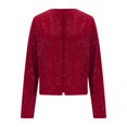 thumbnail image 3 of Women Casual Jackets Carnival Clothes For Stylish Metallic Casual Jacket For Long Sleeve Cardigan Open Front Outerwear Loose Fit Lightweight Fall Fashion Red XXL, 3 of 8