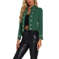 thumbnail image 4 of CHAQUETA VINTAGE STEAMPUNK PARA MUJERES INSPIRE CHIC AÑOS 60, CHAQUETA CASUAL CON BOTONES EN LA PARTE DELANTERA ABIERTA, TAMAÑO L, VERDE OSCURO, 4 of 6