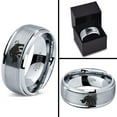 thumbnail image 4 of Tungsten Bulky Rhino Rhinoceros Band Ring 8mm Men Women Comfort Fit Gray Step Bevel Edge Brushed Polished, 4 of 4
