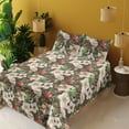 thumbnail image 2 of Ambesonne Nature Fitted & Flat Sheet with Sham 3 Pcs Set, Flowers Berries Birds Print, Twin XL, Dark Coral Reseda Green, 2 of 5