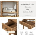 thumbnail image 5 of Knocbel Slim Antique Entry Console Table with 3 Drawers & Bottom Open Shelf, Solid Wood Narrow Sofa Couch Table for Entryway Hallway Living Room 23.7" W x 13" D x 31.4" H Natural, 5 of 19