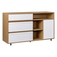 thumbnail image 1 of 52" Contemporary Wood Storage Sideboard - Oak / Solid White, 1 of 6