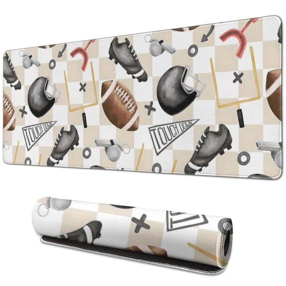 Long Mouse Pads for Desk,Football Equipment Checkered Pattern Desk Mats on Top Of Desks, Desk Mouse Pad Extra Large with 3mm Non-Slip Base and Stitched Edge for Gaming,Office,Work,Home 31.5"x11.8"