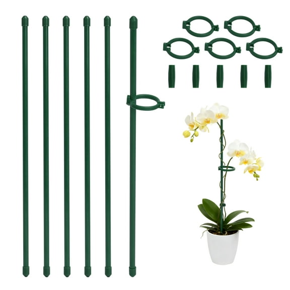 Gentingbro 20Pcs Plant Stakes for Indoor Plants, 16 inch Plant Support Stakes, Fiberglass Garden Plant Sticks Support with Rings Clips &Tie for Indoor and Outdoor Plants Flowers Tomatoes Orchid