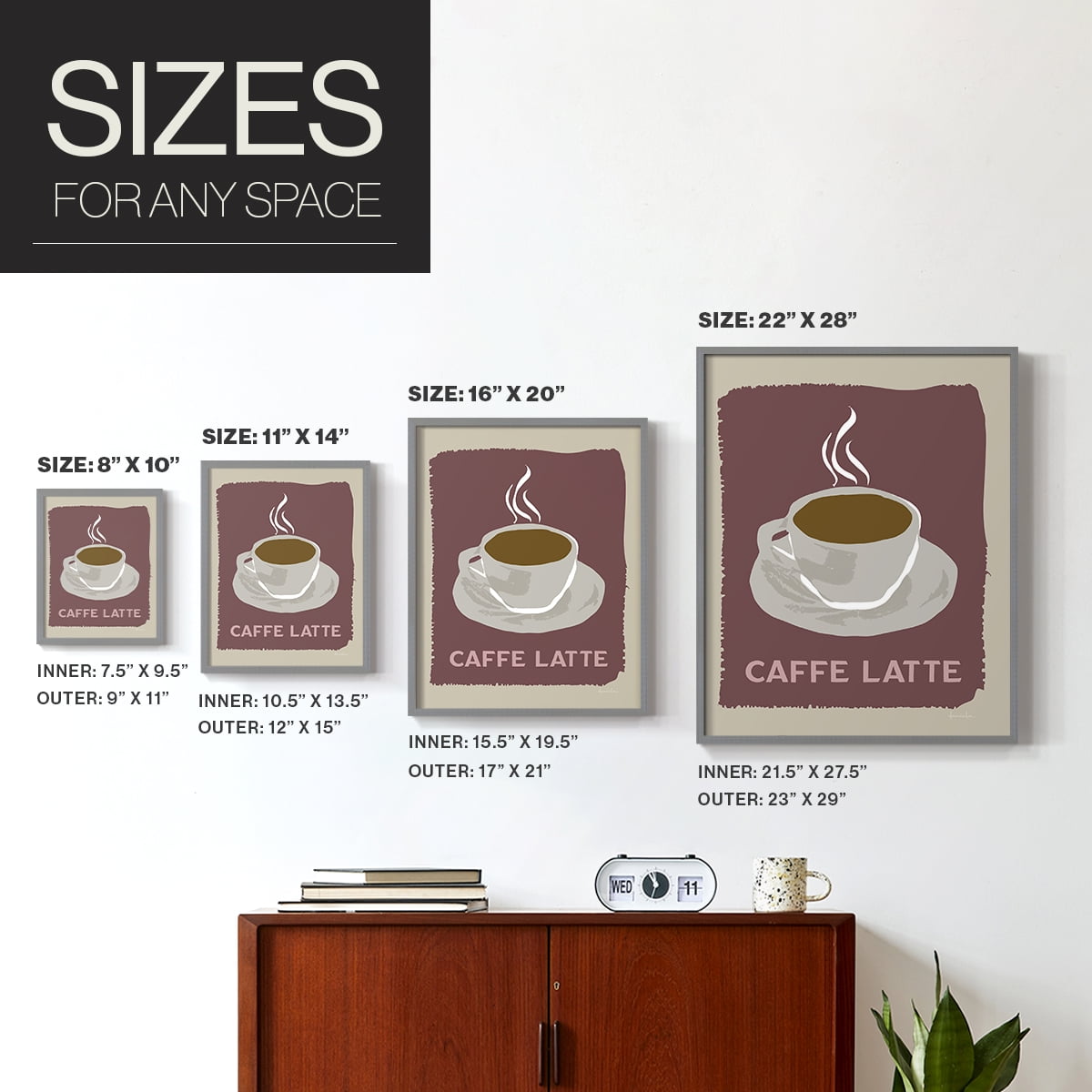 Modern Coffee III in Gray Solid Wood 8 x 10 Framed Print