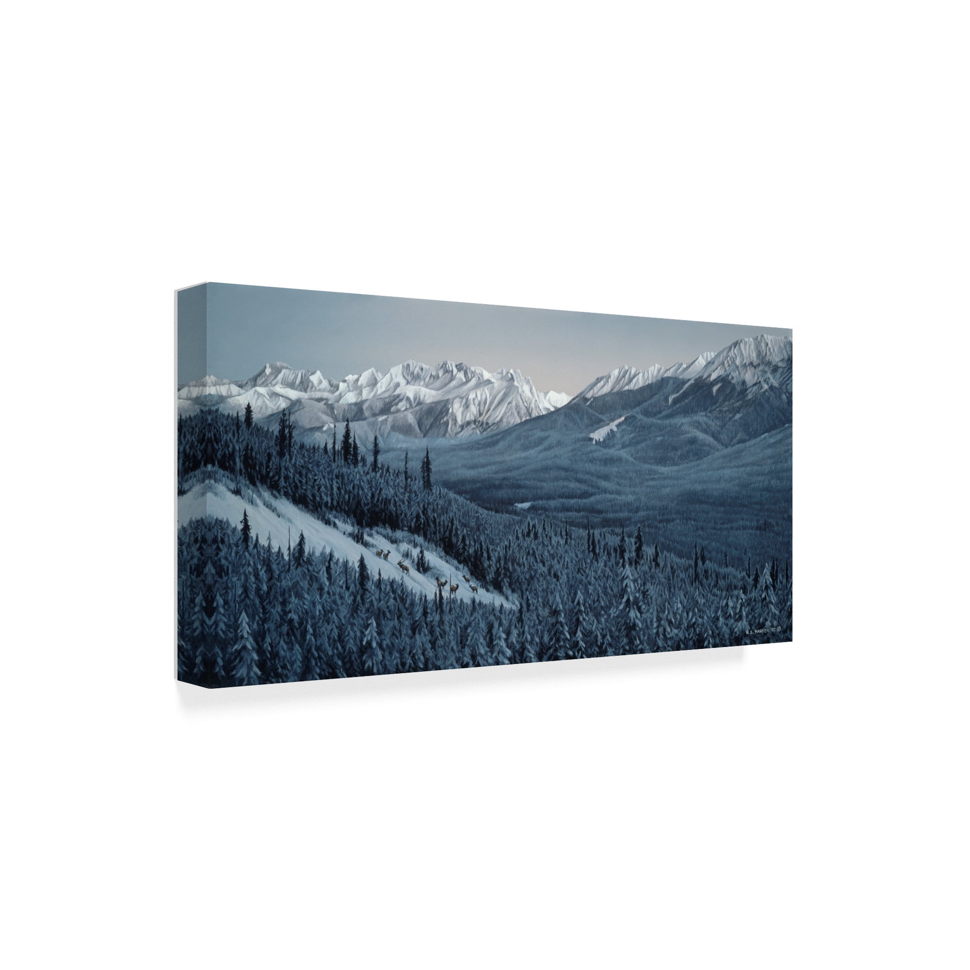 Trademark Fine Art 'Winter Valley Elk' Canvas Art by Ron Parker
