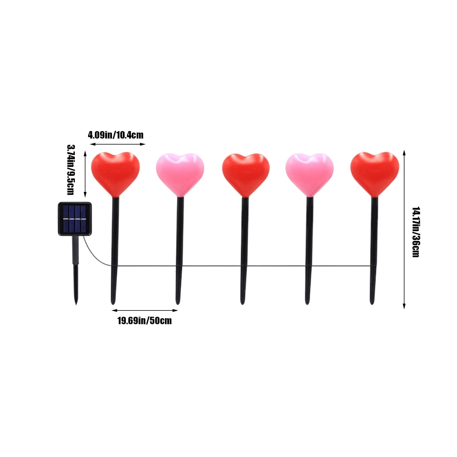 Valentine Solar Lights Outdoor Garden Decoration 5 Heart Shape LED String Lights Waterproof Solar Powered Yard Patio Holiday Decor